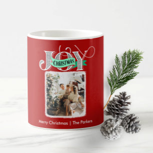 Mug JOY Modern Bold Script Minimaliste Photo Noël