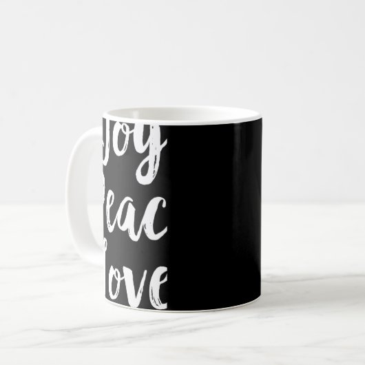 Mug Joy Peace Love Red Brushed Script Womens Holiday T (Devant gauche)