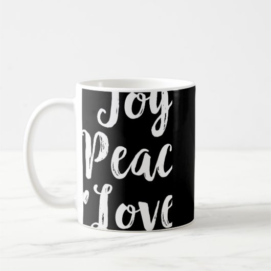 Mug Joy Peace Love Red Brushed Script Womens Holiday T (Gauche)