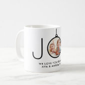Mug JOY Photo Ornament Simple Modern Christmas Holiday (Devant gauche)