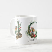 Mug JOY Pine Cone Red Berry Birds Noël (Devant gauche)
