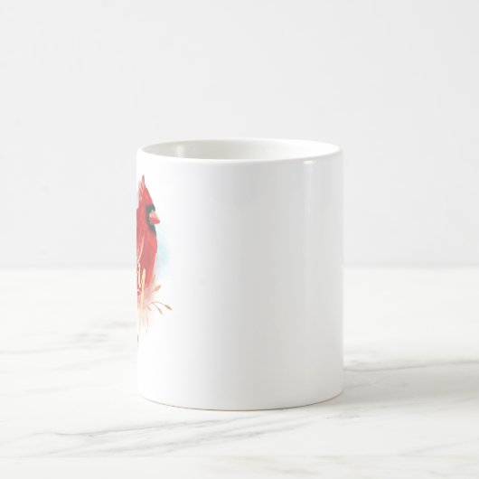 Mug Joy Red Perché Cardinal Aquarelle Oiseau de Noël (Centre)