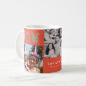 Mug JOY Reindeer 3 Photo Collage Noël Fête Rouge (Devant gauche)