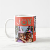 Mug JOY Reindeer 3 Photo Collage Noël Fête Rouge (Gauche)