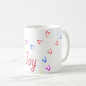 Mug Joy texte coeurs colorés (Devant droit)