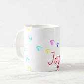 Mug Joy texte coeurs colorés (Devant gauche)