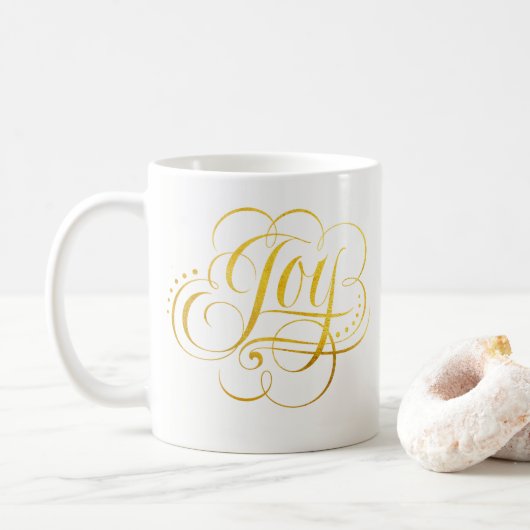 Mug Joy to the World - Gold Christmas Lettering (Avec donut)