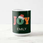 Mug JOY ! Typographie de script Santa Hat personnalisé (Centre)