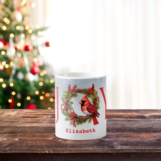 Mug Joy Watercolor Wreath + Red Cardinal | Nom