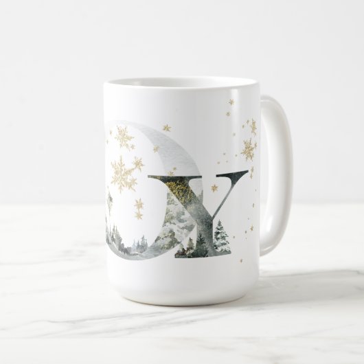 Mug Joy Winter Forest Letting Gold Snowflakes (Devant droit)