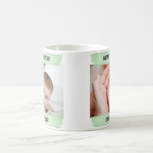 Mug Joyeuse 1ère Fête des pères 2 photo vert brosse (Centre)