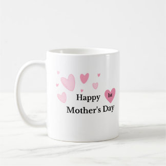Mug Joyeuse 1ère journée des mères avec Coeurs sur un