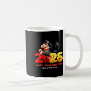 Mug Joyeuse année du cheval - noir Fun Happy Nouvel An