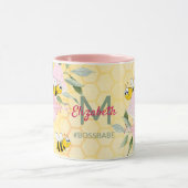 Mug Joyeuse bourde abeilles jaune nid d'abeille (Centre)
