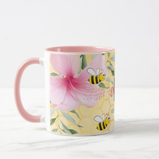 Mug Joyeuse bourde abeilles jaune nid d'abeille (Gauche)