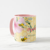 Mug Joyeuse bourde abeilles jaune nid d'abeille (Devant gauche)