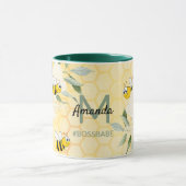 Mug Joyeuse bourde abeilles jaune nid d'abeille (Centre)