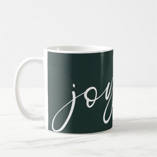 Mug Joyeuse calligraphie blanche Nom Vert foncé (Gauche)