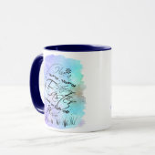 Mug Joyeuse calligraphie bleu de Pâques violet (Devant gauche)