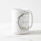 Mug Joyeuse couronne d'aquarelle de Noël (Devant droit)