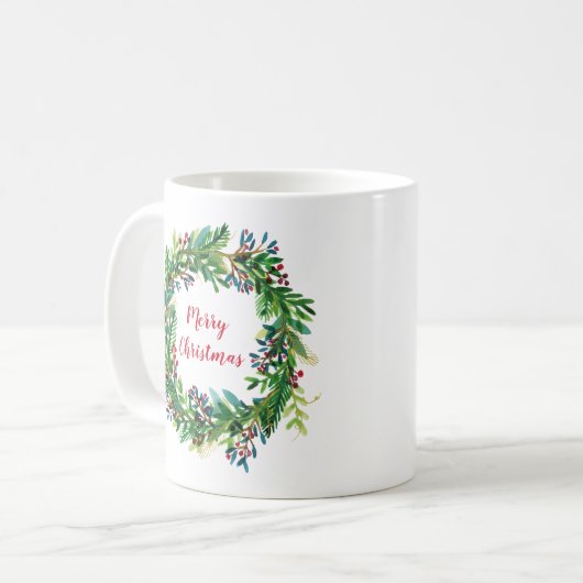 Mug Joyeuse couronne de Noël (Devant gauche)