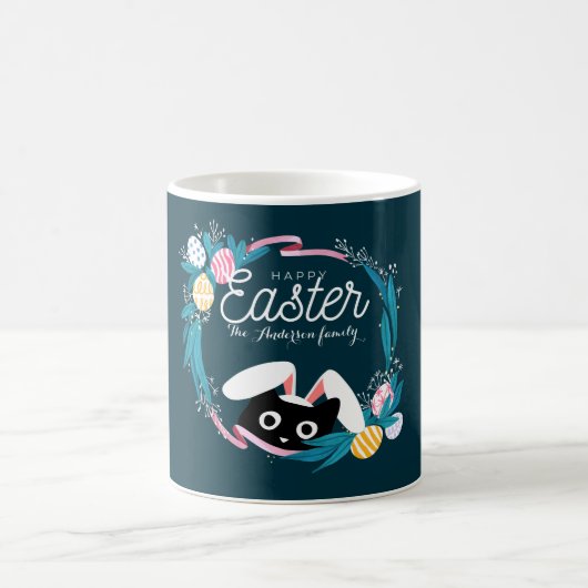 Mug Joyeuse couronne de Pâques, Chat Noir avec oreille (Centre)