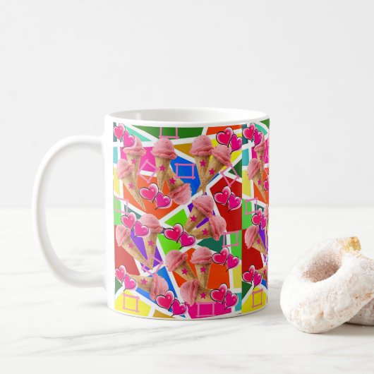 Mug Joyeuse crème glacée à la fraise d'anniversaire (Avec donut)