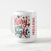 Mug Joyeuse et brillante couleur Festif Typographie ré (Devant gauche)