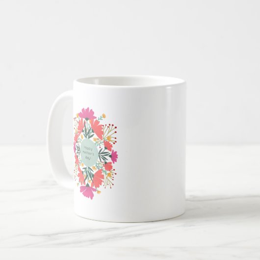 Mug Joyeuse fête de la mère fleurie (Devant gauche)