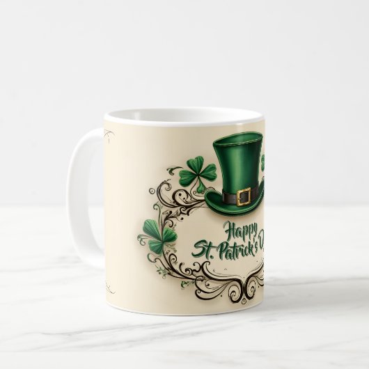 Mug Joyeuse fête de la Saint-Patrick, modèle de trèfle (Devant gauche)
