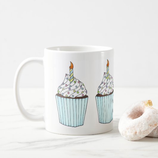 Mug Joyeuse fête des bougies de gâteau d'anniversaire (Avec donut)