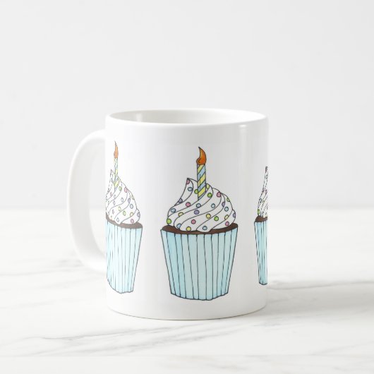 Mug Joyeuse fête des bougies de gâteau d'anniversaire (Devant gauche)