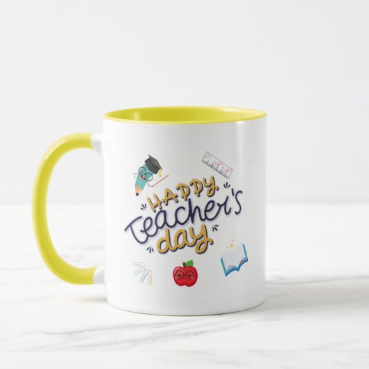 Mug Joyeuse Fête des Enseignants Illustration Mignonne (Gauche)