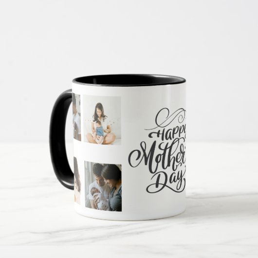 Mug Joyeuse fête des mères 5 Photos personnalisées (Devant gauche)