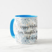 Mug Joyeuse fête des mères à l'aquarelle bleue florale (Devant gauche)