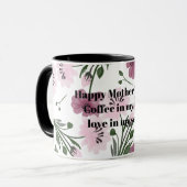 Mug Joyeuse fête des mères avec motif floral rose viol (Devant gauche)