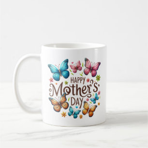 Mug Joyeuse Fête des Mères avec Papillons Clipart