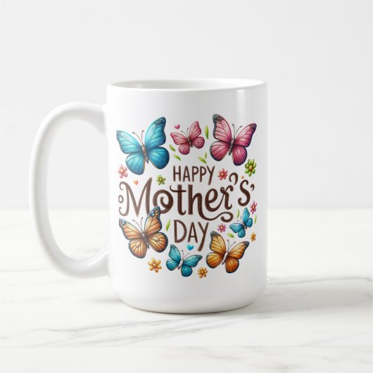 Mug Joyeuse fête des Mères avec papillons Clipart (Gauche)
