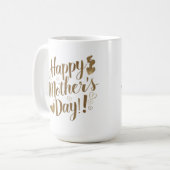 Mug Joyeuse Fête des Mères Cœur en écriture dorée (Devant gauche)