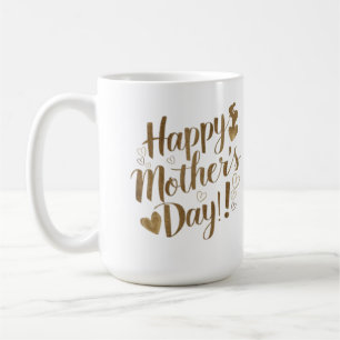 Mug Joyeuse Fête des Mères Cœur en écriture dorée