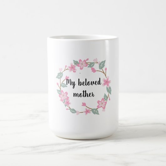 Mug Joyeuse fête des Mères – Conception de couronne fl (Centre)