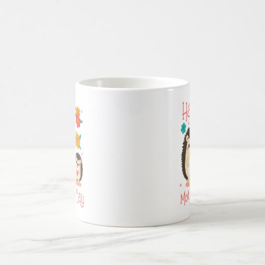 Mug Joyeuse fête des mères maman et bébé hérisson (Centre)
