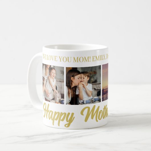 Mug Joyeuse fête des mères Maman Gold Photo Grid Café  (Devant gauche)