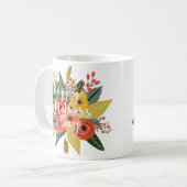 Mug Joyeuse fête des mères Moderne Écriture Florale Co (Devant gauche)