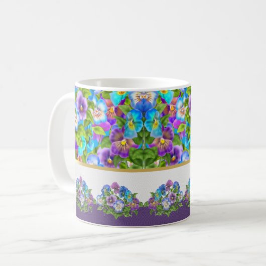 Mug Joyeuse fête des mères Pansy Violet Fleurs Aquarel (Devant gauche)