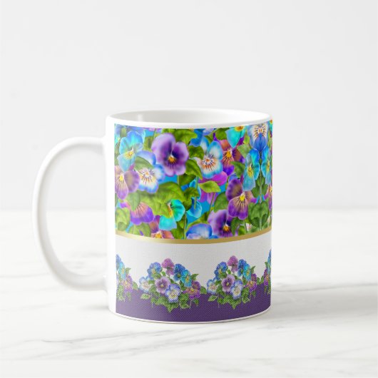 Mug Joyeuse fête des mères Pansy Violet Fleurs Aquarel (Gauche)