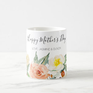 Mug Joyeuse Fête des Mères Peach Watercolor Flowers