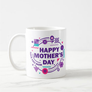 Mug Joyeuse Fête des Mères Rétro Style Je T'Aime Maman