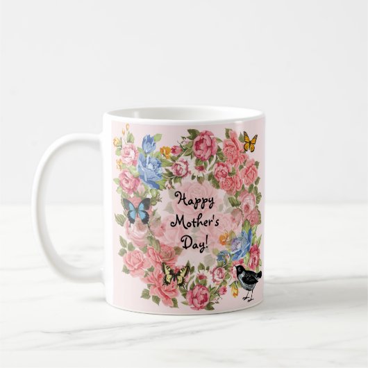 Mug Joyeuse Fête des Mères Roses Vintage (Gauche)