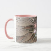 Mug Joyeuse Fleur Abstrait Beige Brown Floral Fractal (Gauche)